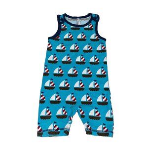 Maxomorra Playsuit Jumper Sailboats Size 74/80 9-12 Months